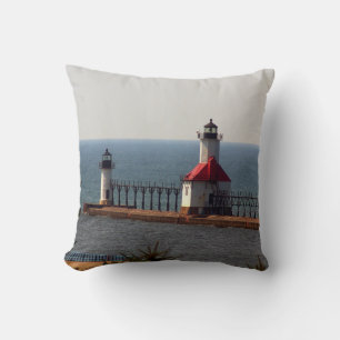 St. Joseph North Pierhead Lights pillow plain