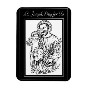 St. Joseph Pray for Us Black, White, Catholic Magnet