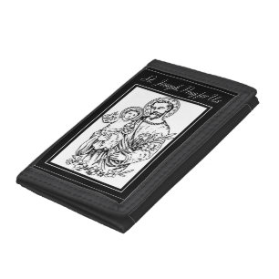 St. Joseph Pray for Us Black, White, Catholic Tri-fold Wallet