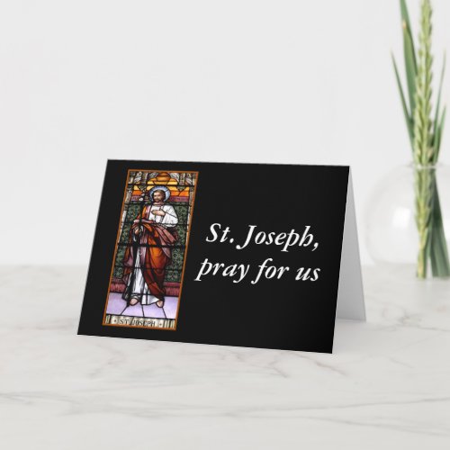 St Joseph pray for us _ stained glass window Holiday Card
