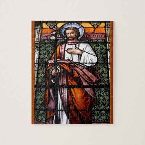 St Joseph pray for us _ stained glass window Jigsaw Puzzle
