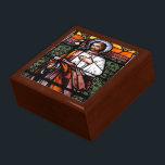 St. Joseph pray for us - stained glass window Keepsake Box<br><div class="desc">Photograph of a beautiful stained glass window of St. Joseph,  which is now in the "public domain". Some of the products with this picture also say "St. Joseph,  pray for us".  Feel free to change the background colors and/or add your own words via the customization tools.</div>