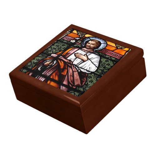 St Joseph pray for us _ stained glass window Keepsake Box