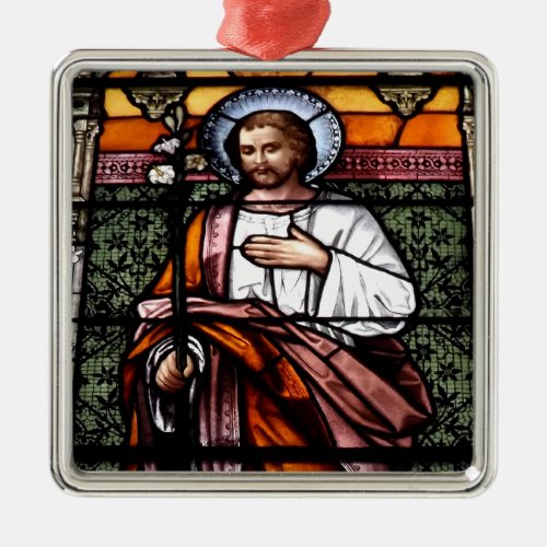St Joseph pray for us _ stained glass window Metal Ornament