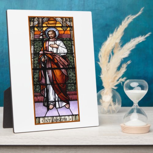 St Joseph pray for us _ stained glass window Plaque