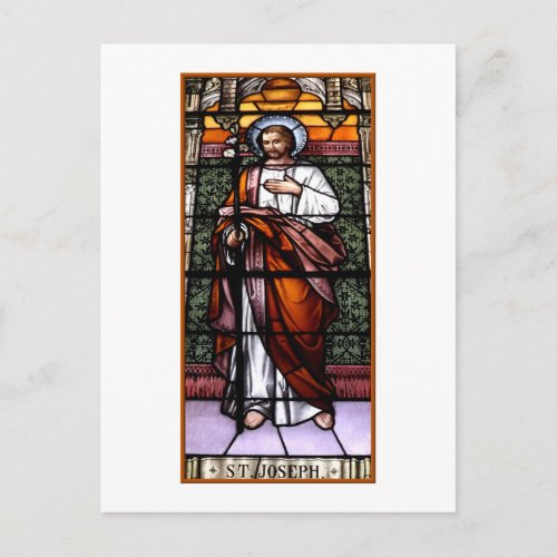 St Joseph pray for us _ stained glass window Postcard