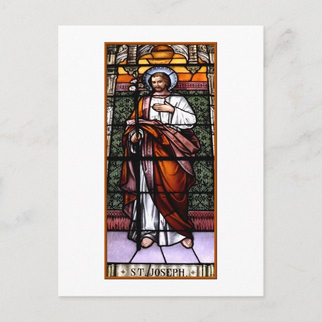 St. Joseph pray for us - stained glass window Postcard (Front)