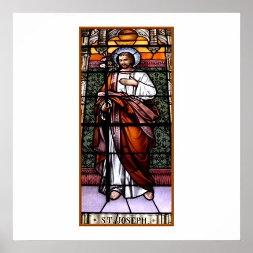 St Joseph pray for us _ stained glass window Poster