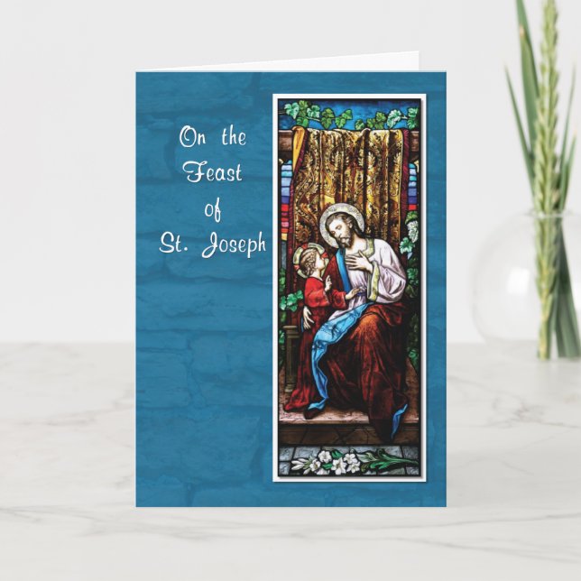 St. Joseph’s Day with Jesus, on Blue Card (Front)