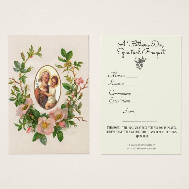St. Joseph Spiritual Bouquet Prayer Holy Card (Front & Back)