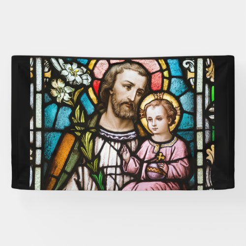 St Joseph Stained Glass Religious Jesus Banner