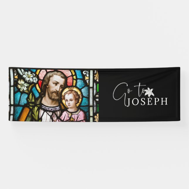 St. Joseph Stained Glass Religious Jesus Banner (Horizontal)