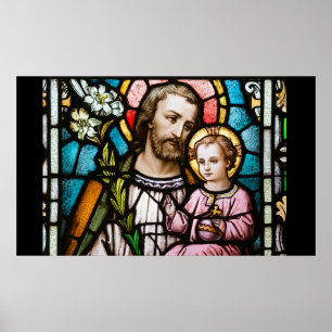 St. Joseph Stained Glass Religious Jesus Poster