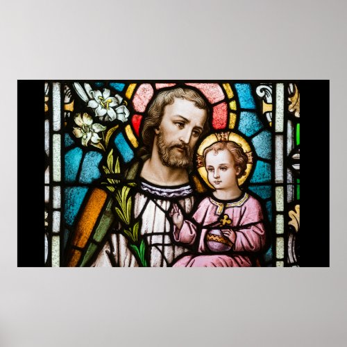 St Joseph Stained Glass Religious Jesus Poster