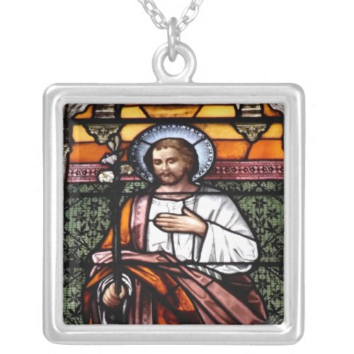 St Joseph Stained Glass Window Necklace