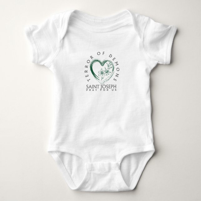 St Joseph Terror of Demons Baby Bodysuit (Front)