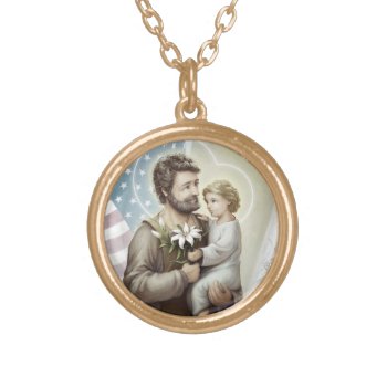 St. Joseph The Protector Gold Plated Necklace by PaxdominoReligious at Zazzle