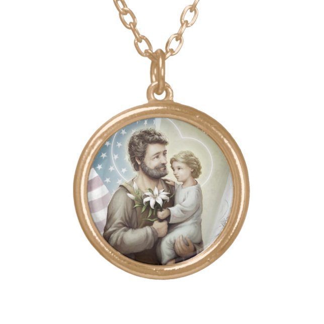 St. Joseph the Protector Gold Plated Necklace (Front)