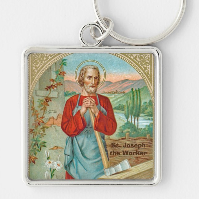 St. Joseph the Worker (BK 31) Square Metal Keychain (Front)
