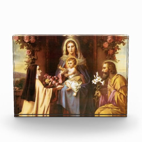 St Joseph Therese Blessed Mother Jesus Roses Lily Photo Block