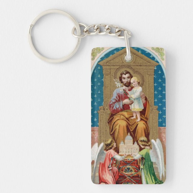 St. Joseph, Toddler CC, Angels with Vatican Model Keychain (Front)