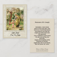 St. Joseph walking with Jesus Memorare Holy Card