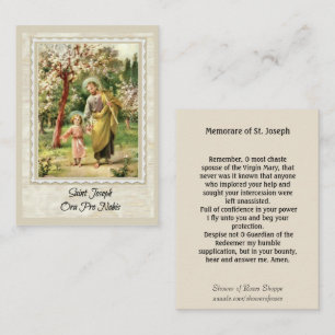 St. Joseph walking with Jesus Memorare Holy Card