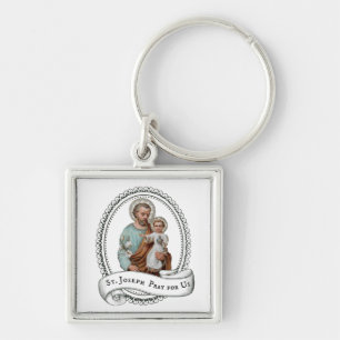 St. Joseph with Baby Jesus Religious Vintage Keychain