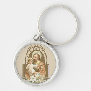 St. Joseph with Baby Jesus Religious Vintage Keychain