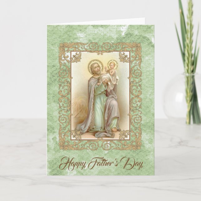 St. Joseph with Baby Jesus Watercolor Card (Front)