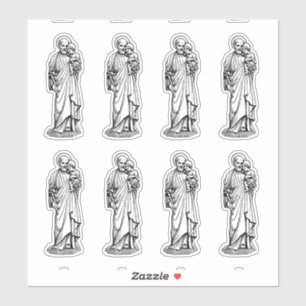 St. Joseph with Child Jesus Black and White Sticker