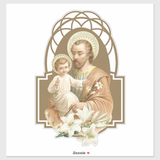 St. Joseph with Child Jesus Lilies Sticker (Sheet)