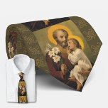 St. Joseph with the  Child Jesus Lily Neck Tie<br><div class="desc">Beautiful traditional Catholic image of St. Joseph holding a lily and the Baby Jesus in his arms.</div>