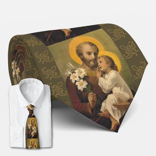 St Joseph with the  Child Jesus Lily Neck Tie