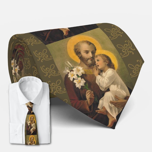 St. Joseph with the  Child Jesus Lily Neck Tie (Creator Uploaded)
