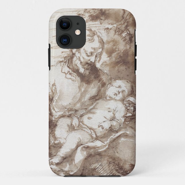 St. Joseph with the Sleeping Christ Child (pen & b Case-Mate iPhone Case (Back)