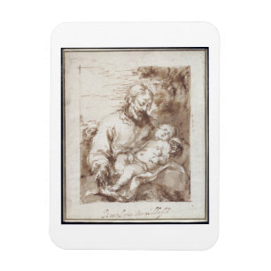 St. Joseph with the Sleeping Christ Child (pen & b Magnet