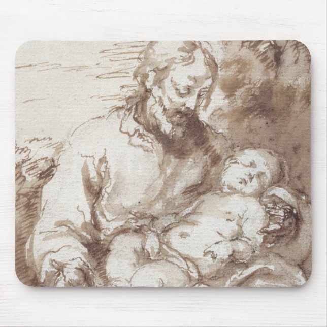St. Joseph with the Sleeping Christ Child (pen & b Mouse Pad (Front)