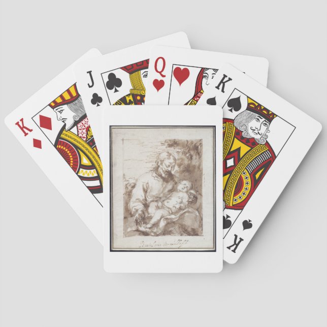 St. Joseph with the Sleeping Christ Child (pen & b Poker Cards (Back)
