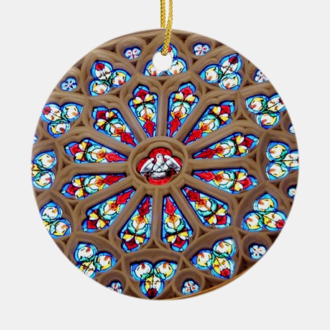 St. Joseph's Cathedral - Stained Glass Window Ceramic Ornament (Front)