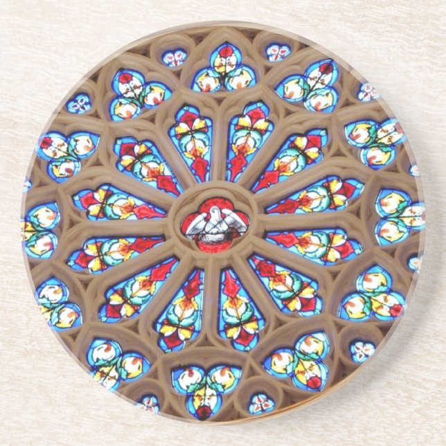 St. Joseph's Cathedral - Stained Glass Window Sandstone Coaster (Front)