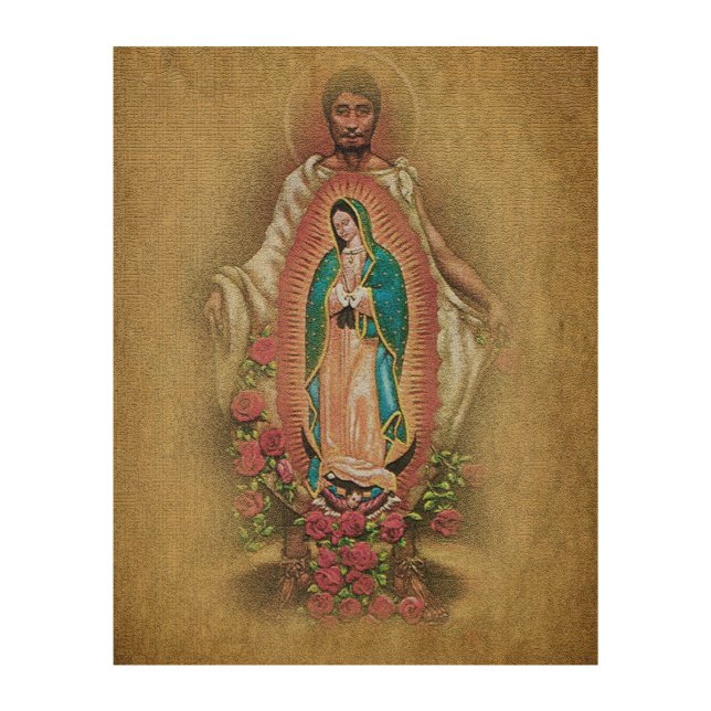 St. Juan Diego and Our Lady of Guadalupe. Wood Wall Art (Front)