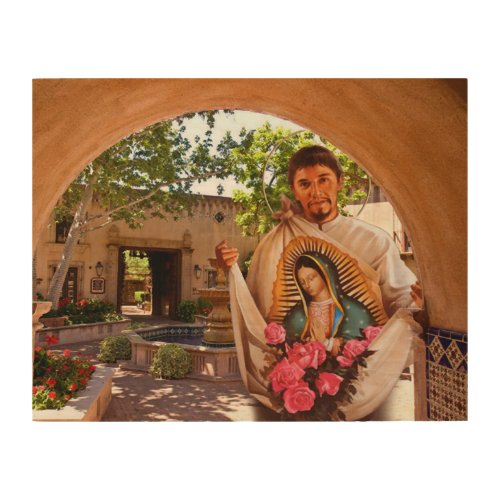 ST JUAN DIEGO AND OUR LADY OF GUADALUPE WOOD WALL ART