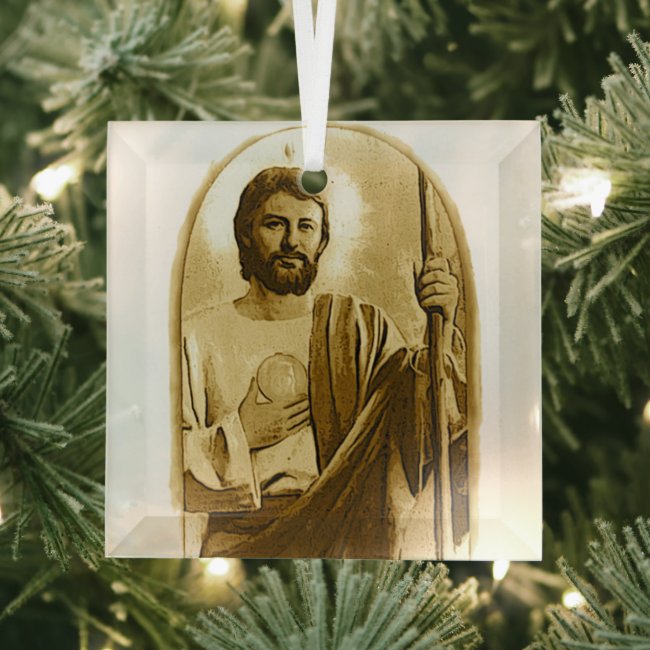 St. Jude Christmas Beveled Glass Ornament
