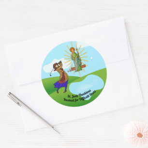 St. Jude Thaddeus & Intrepid Female Golfer Classic Round Sticker