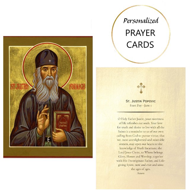 St. Justin Popovic Orthodox Christian Prayer Card  (Creator Uploaded)