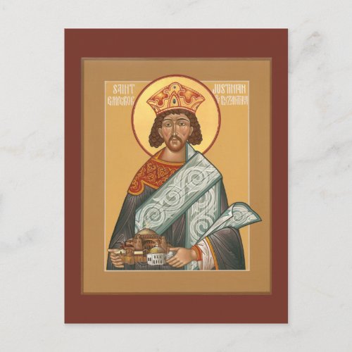 St Justinian Emperor of Byzantium Prayer Card