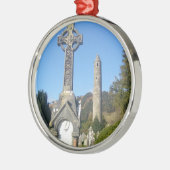St Kevin's Cross and Round Tower Glendalough Metal Ornament (Left)