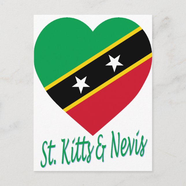 St Kitts and Nevis Flag Heart Postcard (Front)