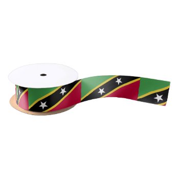 St. Kitts And Nevis Flag Satin Ribbon by HappyPlanetShop at Zazzle